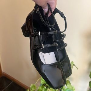 Zara Black Patent Mary Jane Kitten Heels